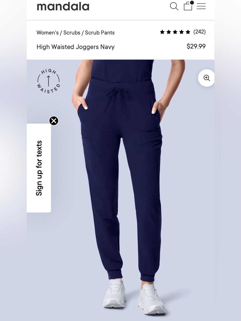 Mandala Navy V-Neck Scrub Top and Jogger Set